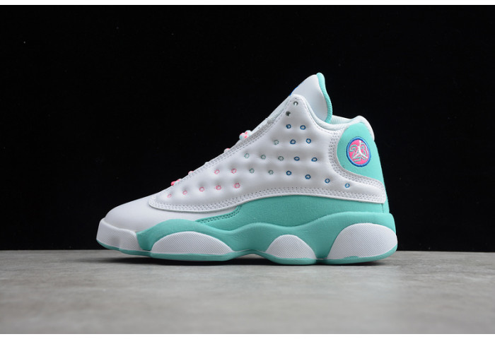 jordan 13 retro white soar green pink (gs) 439358-100