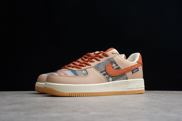 nike air force 1 07 ess white brown metallic gold shoes cw2288-686