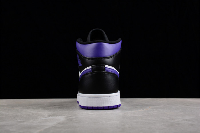 jordan 1 mid white black purple - 554724-095