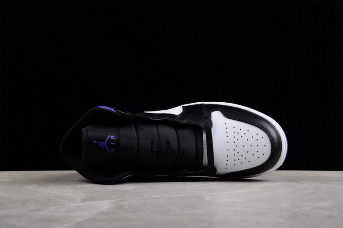jordan 1 mid white black purple - 554724-095