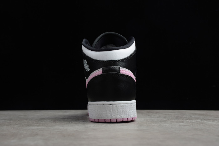 jordan 1 mid white black light arctic pink (gs) 555112-103