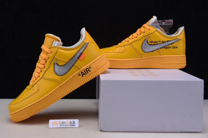 nike air force 1 low ow university gold metallic silver dd1876-700