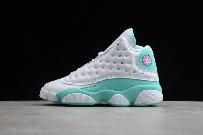 jordan 13 retro white soar green pink (gs)  439358-100