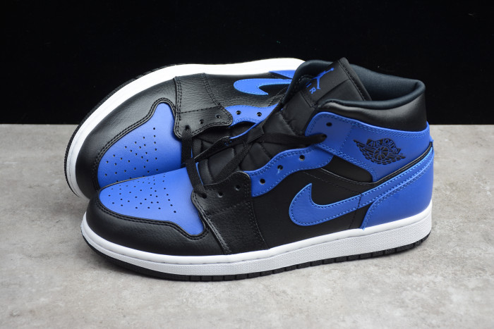 jordan 1 mid hyper royal tumbled leather 554724-077